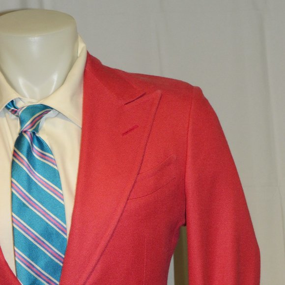 Tom Ford Base D Spencer 100% Silk Coral Red Hopsack Two Button Sport Coat 38R